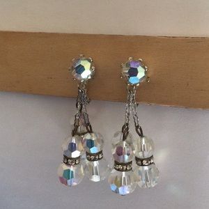 Vintage Aurora Borealis Clip Earrings